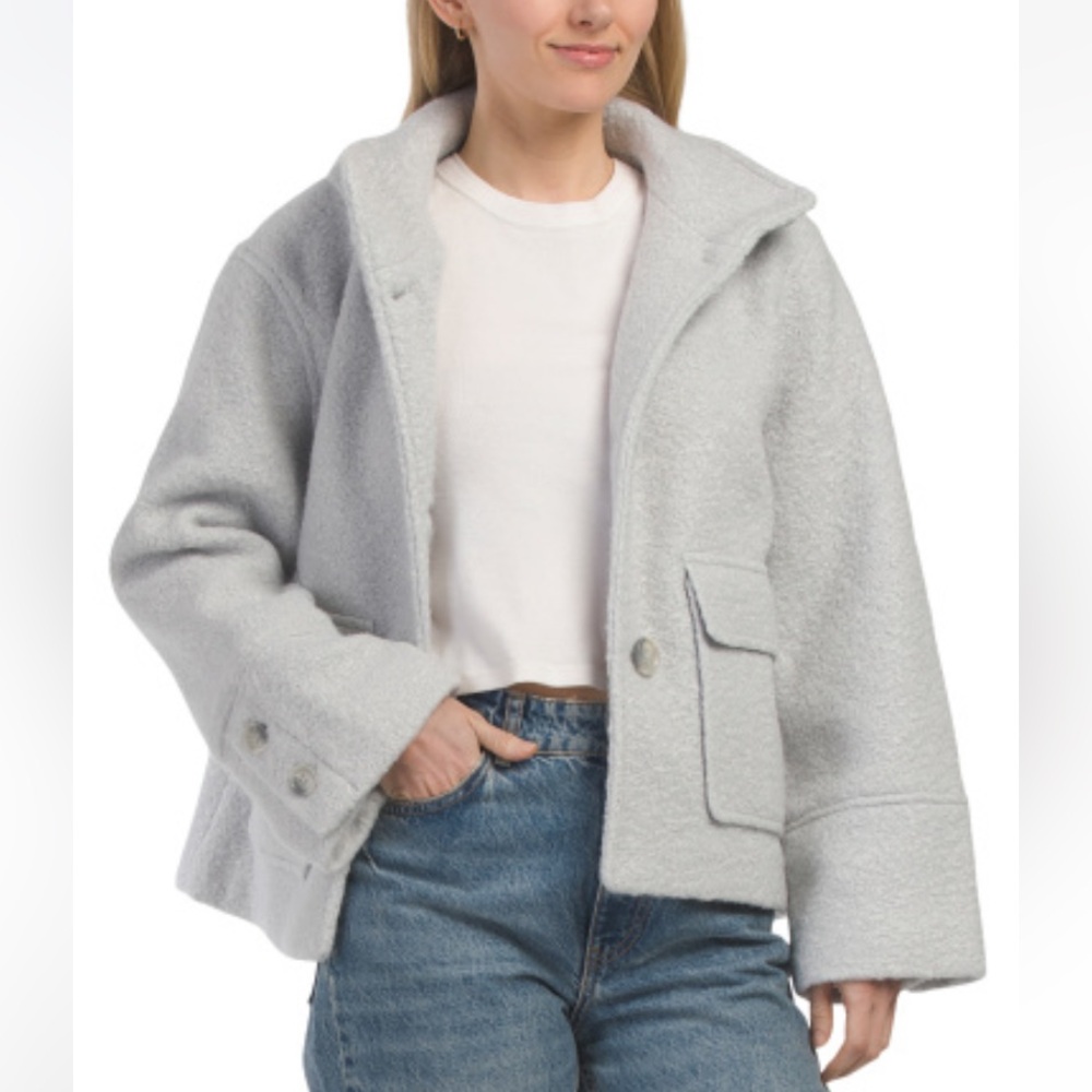 🪞 NEW stand collar textured jacket coat with side patch pockets by sam edelman